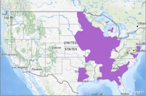 Eastern tiger salamander range